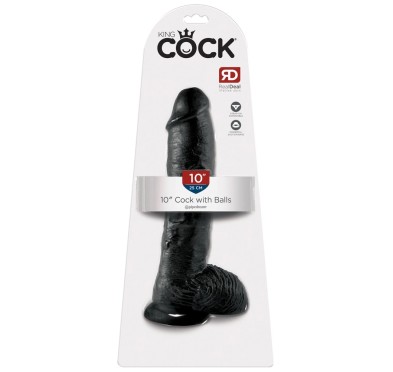 King Cock - Realistyczne Dildo Z Żołędziem Jądrami I Żyłkami 25 CM Czarny